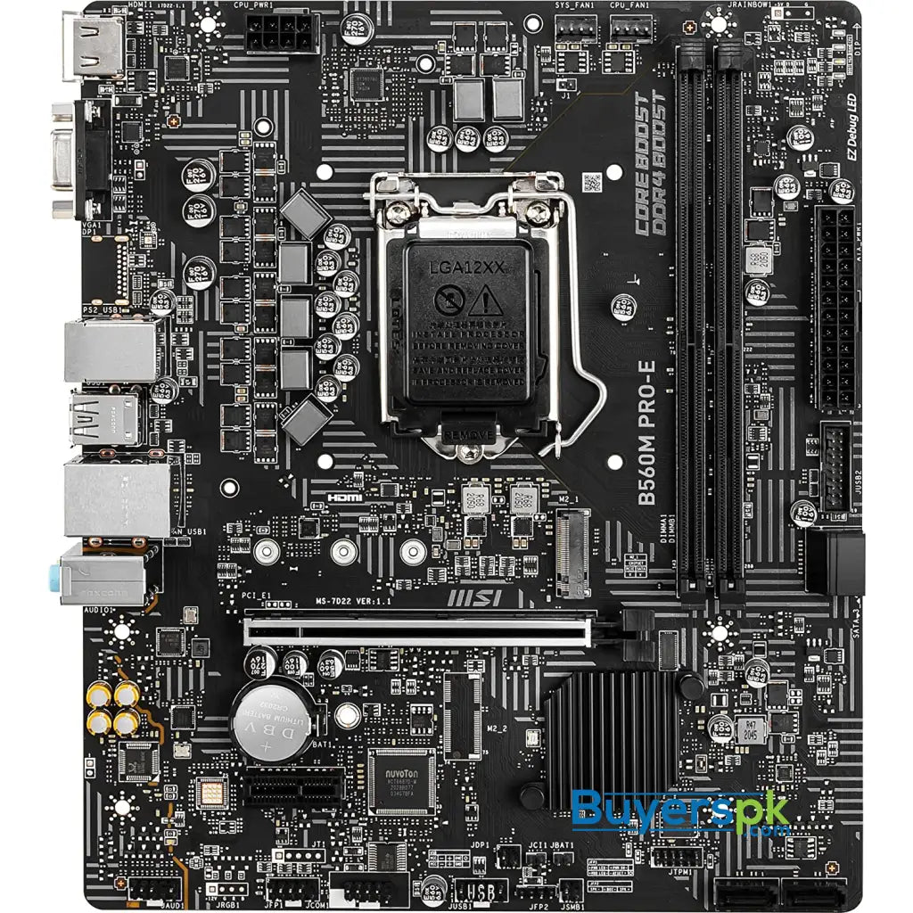 Msi B560m Pro-e Proseries Motherboard (matx 11th/10th Gen Intel Core Lga 1200 Socket Ddr4 Pcie - Price in Pakistan Msi B560m Pro-e Proseries Motherboard (matx 11th/10th Gen Intel Core Lga 1200 Socket Ddr4 Pcie - Price in Pakistan